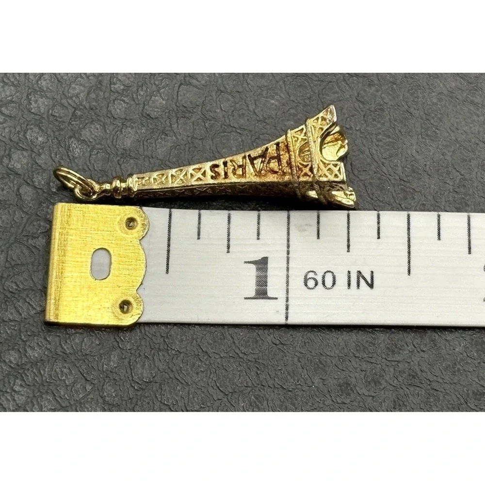 Vintage Vermeil Sterling Silver Eiffel Tower Charm Pendant Paris Travel Souvenir